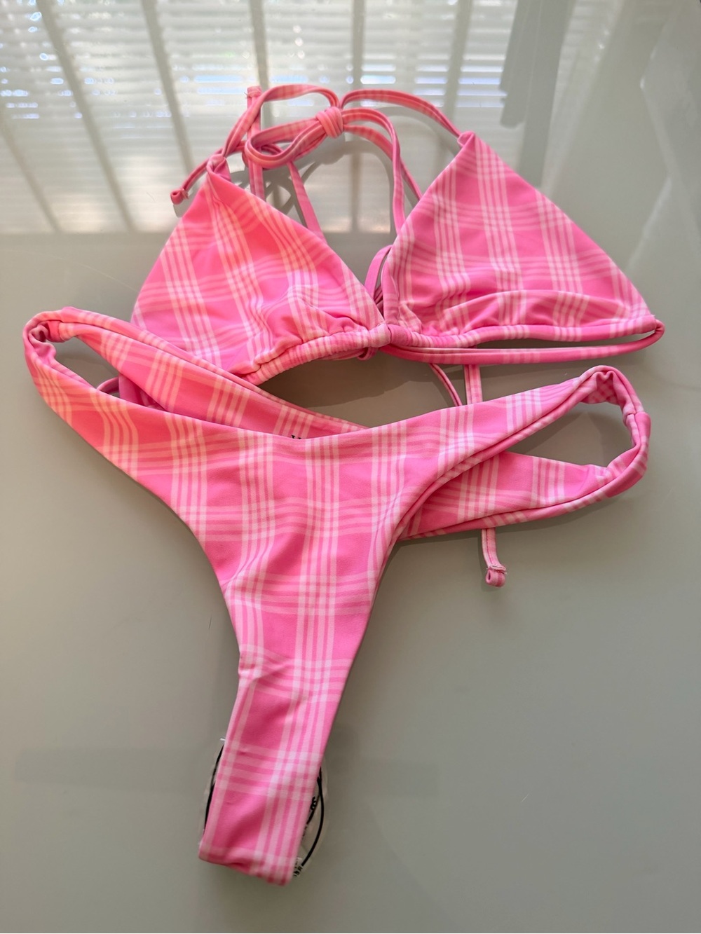 Pink Palaka  Triangle top thong Bikini Set